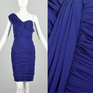 Tadashi Shoji One Shoulder Purple Chiffon Rouched Dress